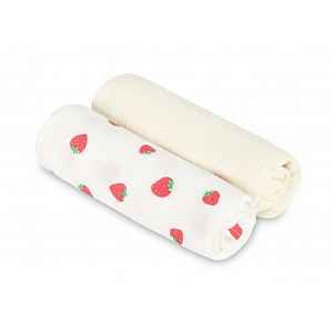 SENSILLO Mušelínové pleny krešované 60×75 cm Strawberry Cream – sada 2 ks