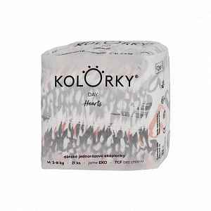 KOLORKY DAY - srdce - S (3-6 kg) - 25 ks - jednorázové eko plenky