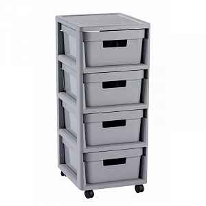 Curver Regál Infinity 4x11L se zásuvkami světle šedý