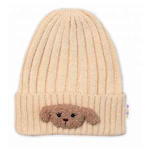 Baby Nellys Dětská zimní čepice Bear, ecru vel.  48-54 cm