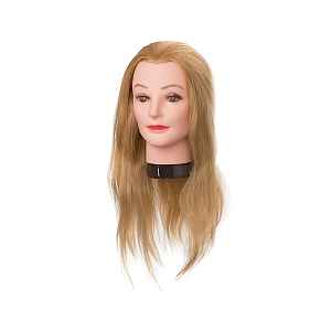 Cvičná hlava s přírodními vlasy Eurostil Professional - světlá blond, 45-50 cm (04586)