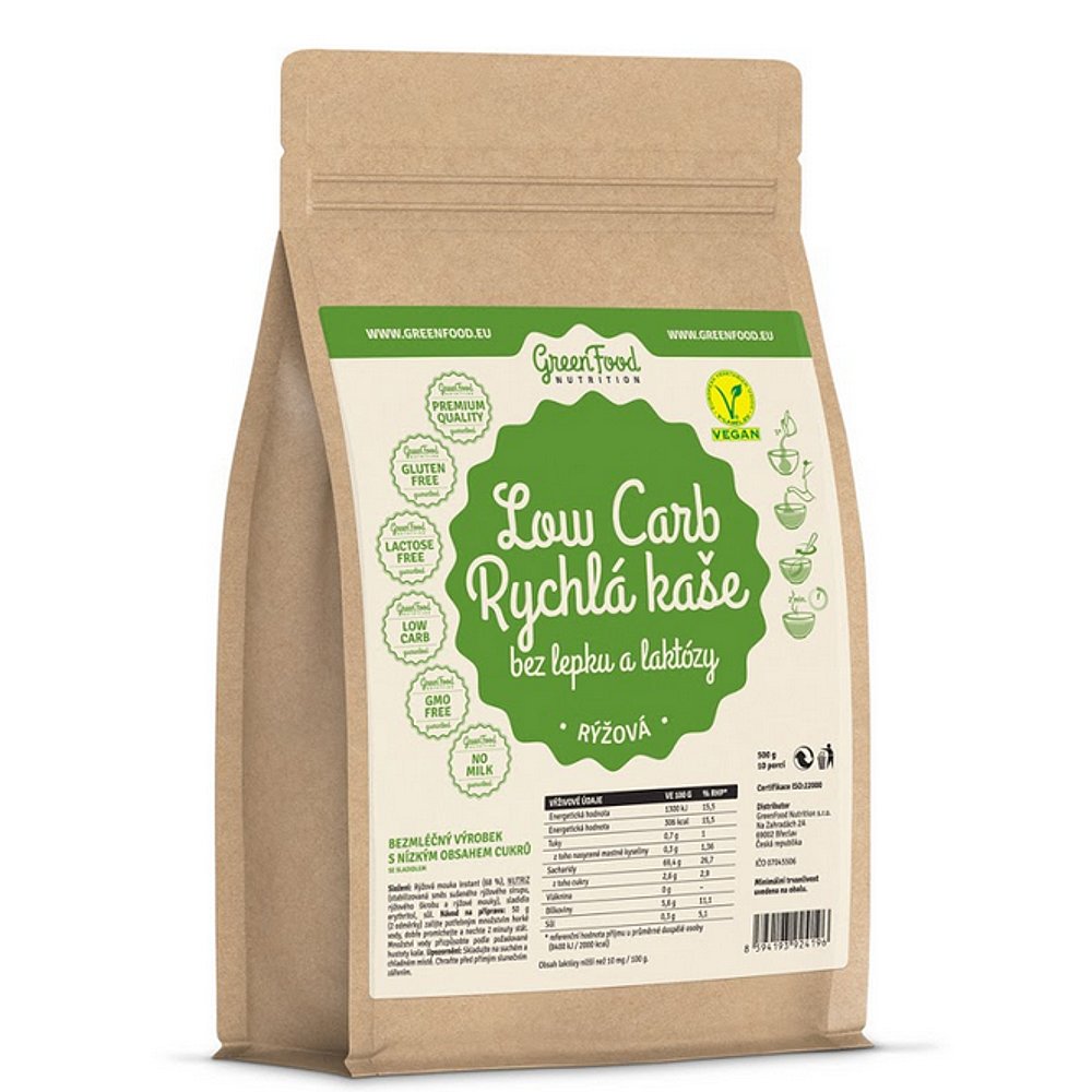 GREENFOOD NUTRITION Low carb rychlá kaše rýžová 500 g