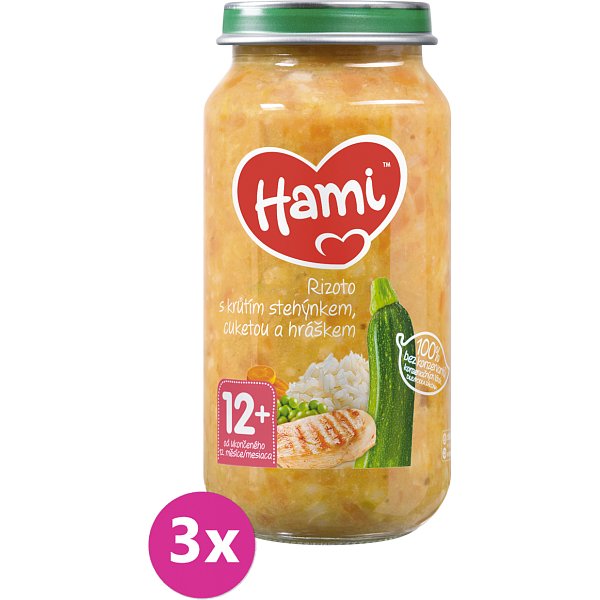 3 x HAMI Rizoto s krůtím stehýnkem, cuketou a hráškem (250 g) - maso-zeleninový příkrm