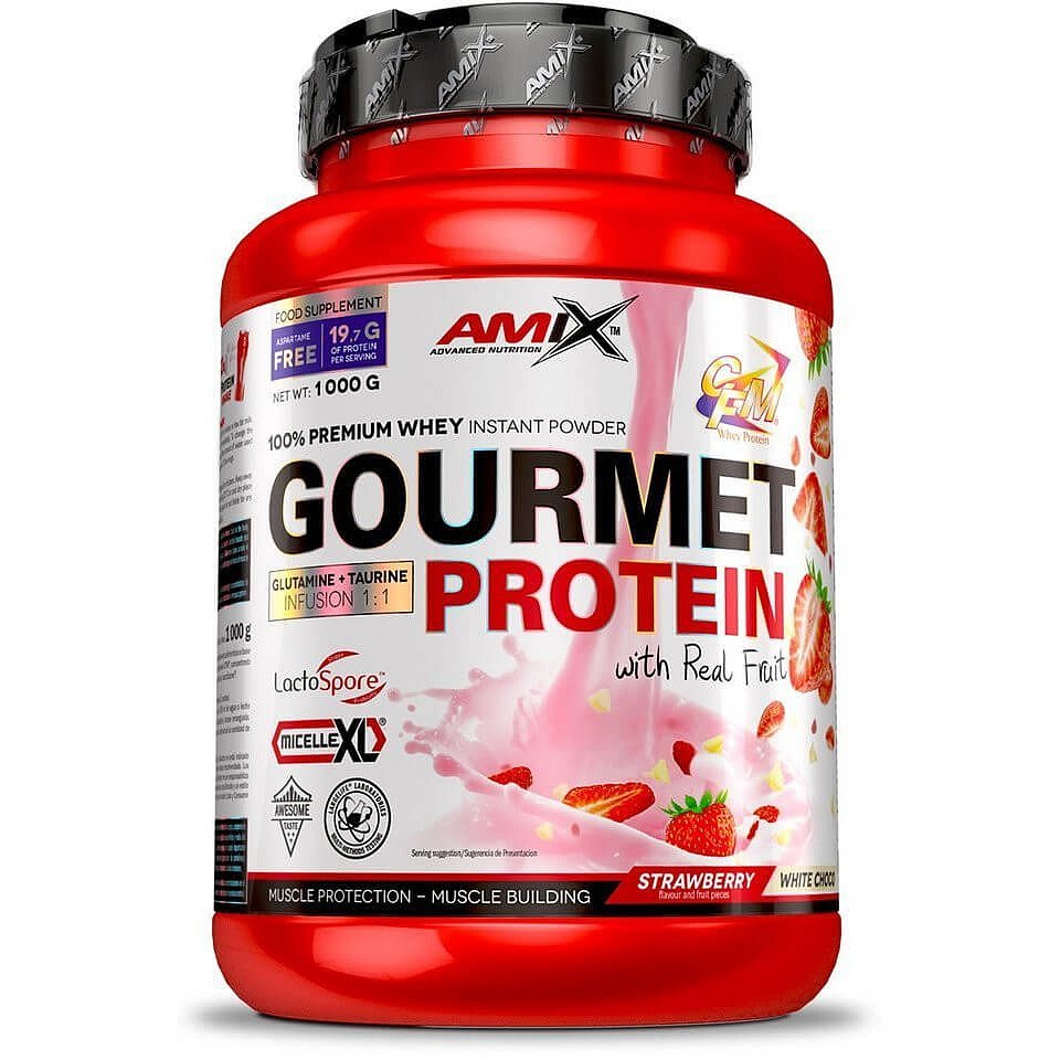AMIX Gourmet Protein, Jahoda-bílá čokoláda, 1000g