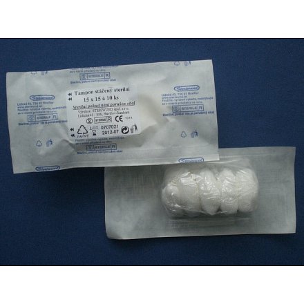Tampón stáčený z gázy steril. 15x15/10ks Steriwund