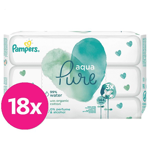 PAMPERS Aqua Pure vlhčené ubrousky 18 x 48 ks