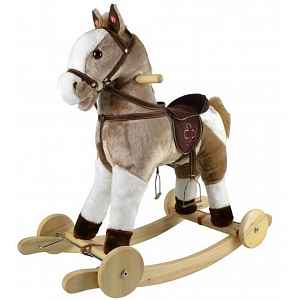 Adam Toys Houpací Koník-Mustang s melodií - béžový