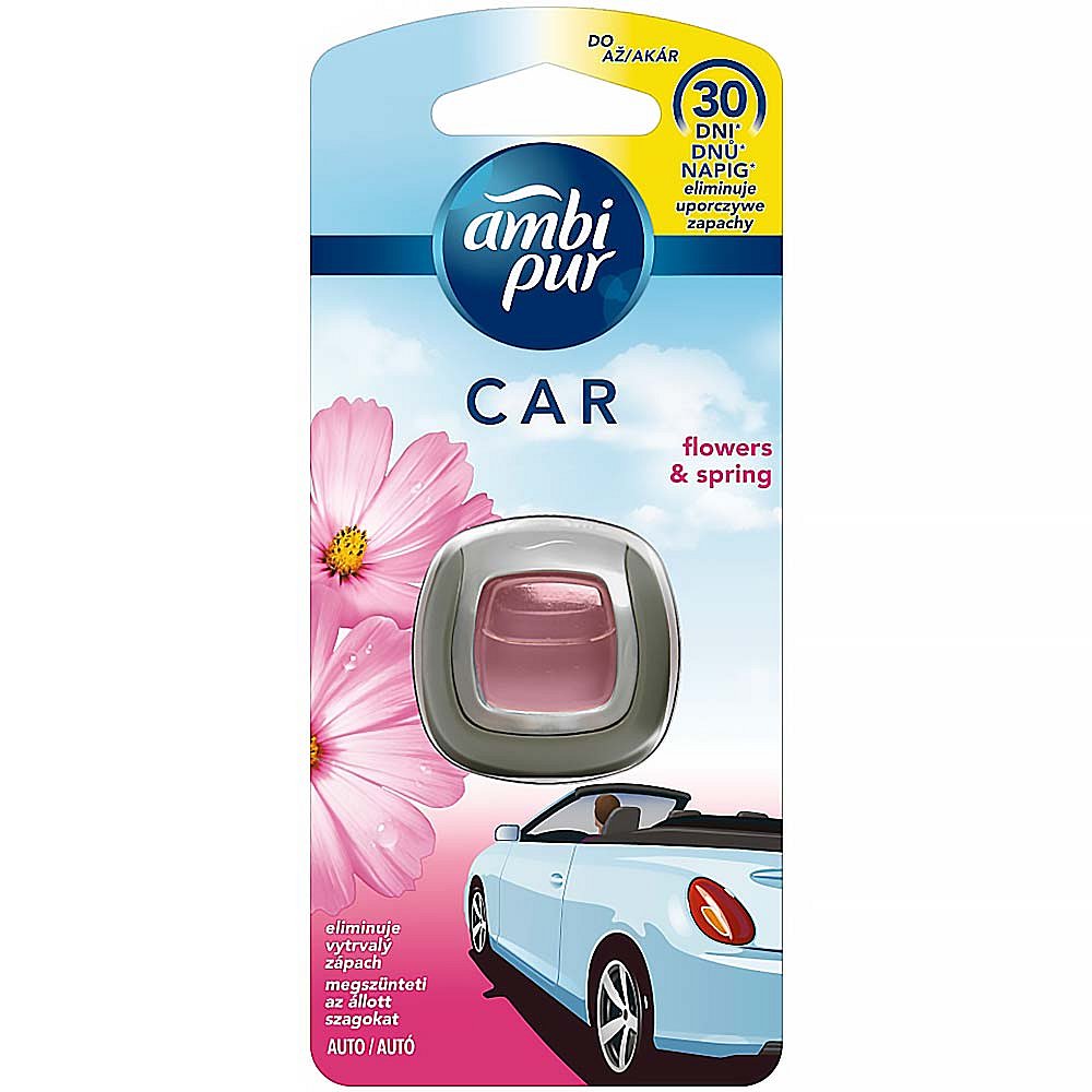 AMBI PUR Car Flowers & Spring připínací osvěžovač vzduchu 2 ml