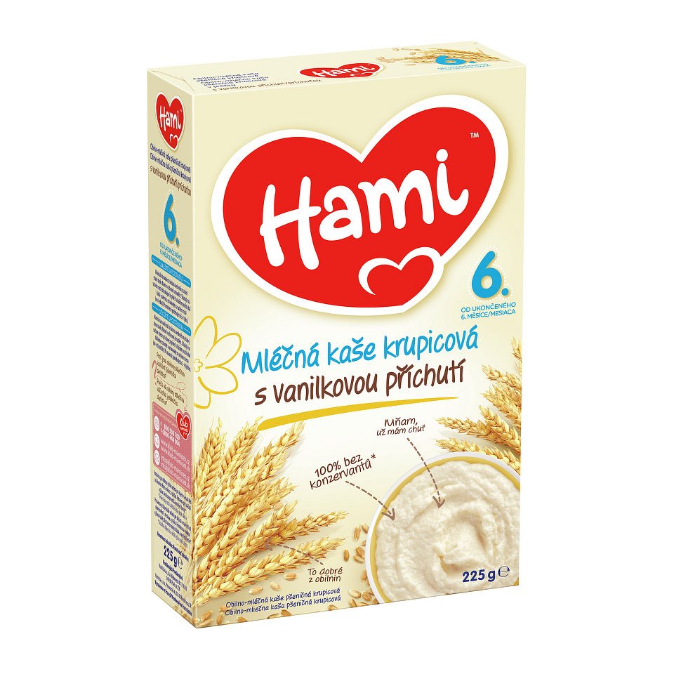 Hami kaše ml.krupicová s van.příchutí 225g - balení 2 ks