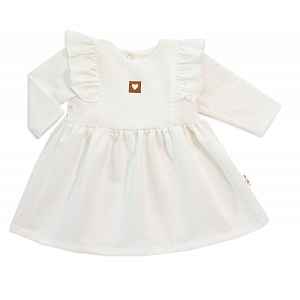 Baby Nellys Dětské teplákové šaty, tunika Vintage Love - krémové, vel. 62