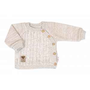Baby Nellys Pletený svetřík a kalhoty s kapsou Hand Made 2D, Nature, Vel. 74
