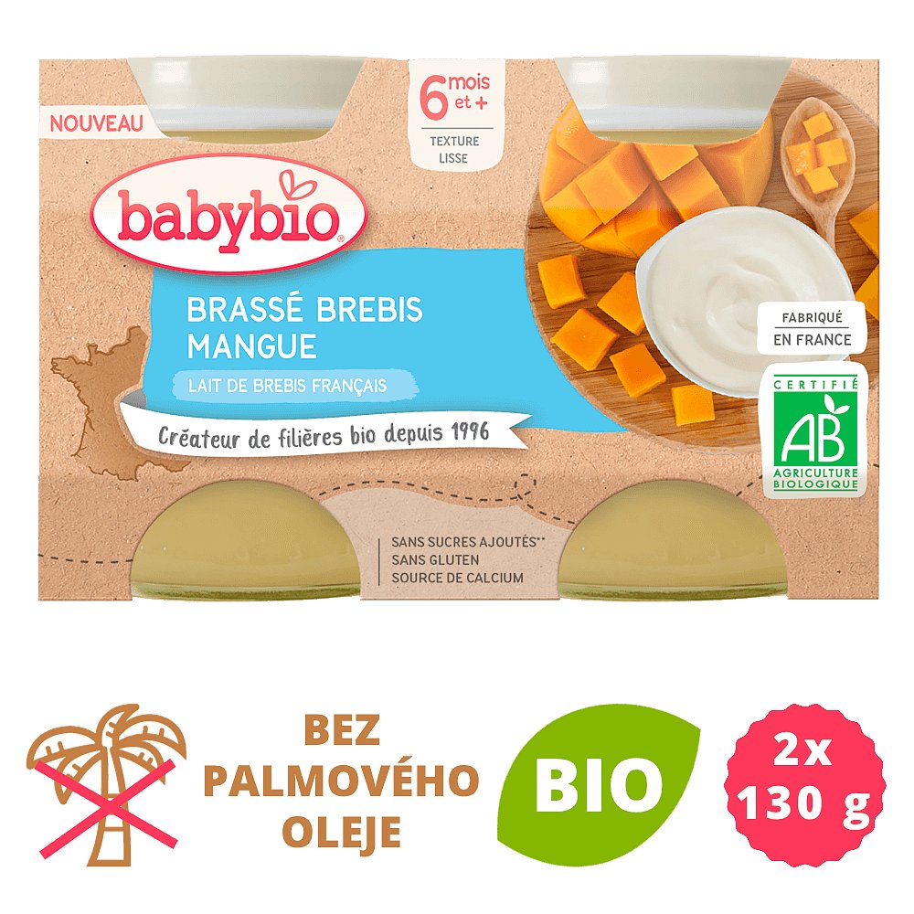 Babybio Brassé z ovčího mléka mango 2x130g