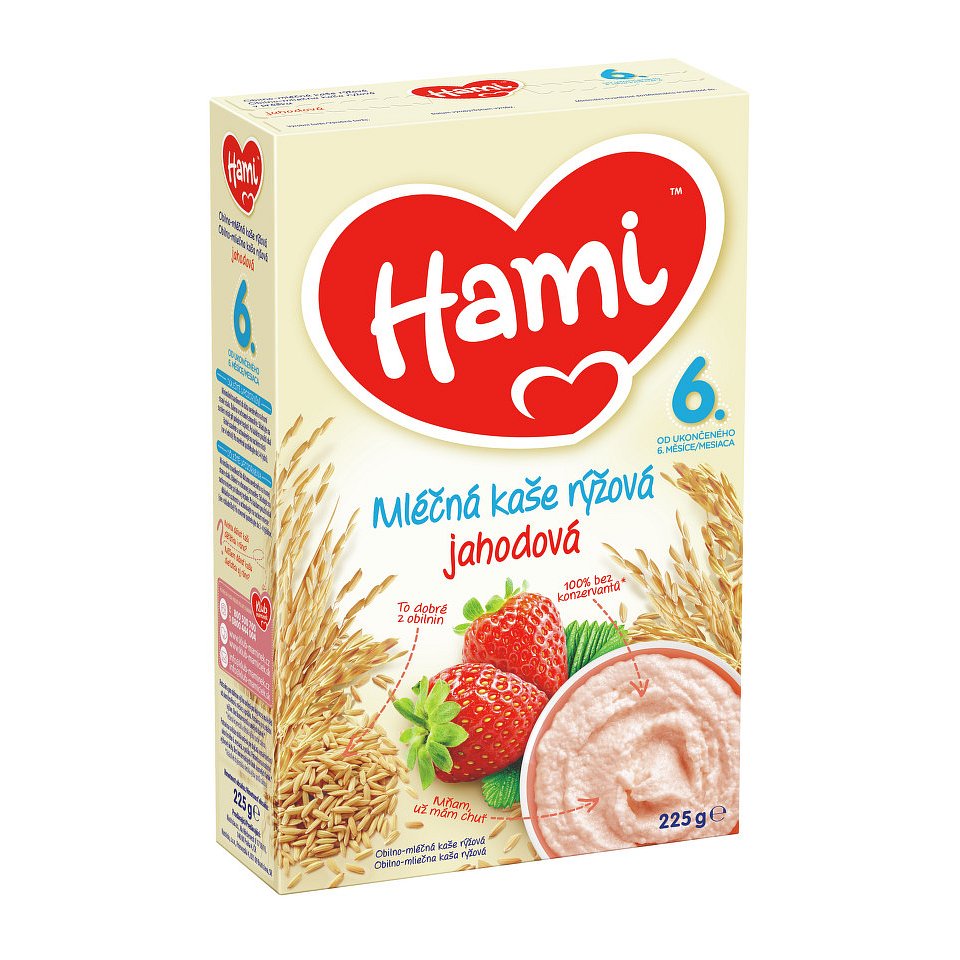 Hami kaše ml.rýžová s jahodami 225g - balení 2 ks