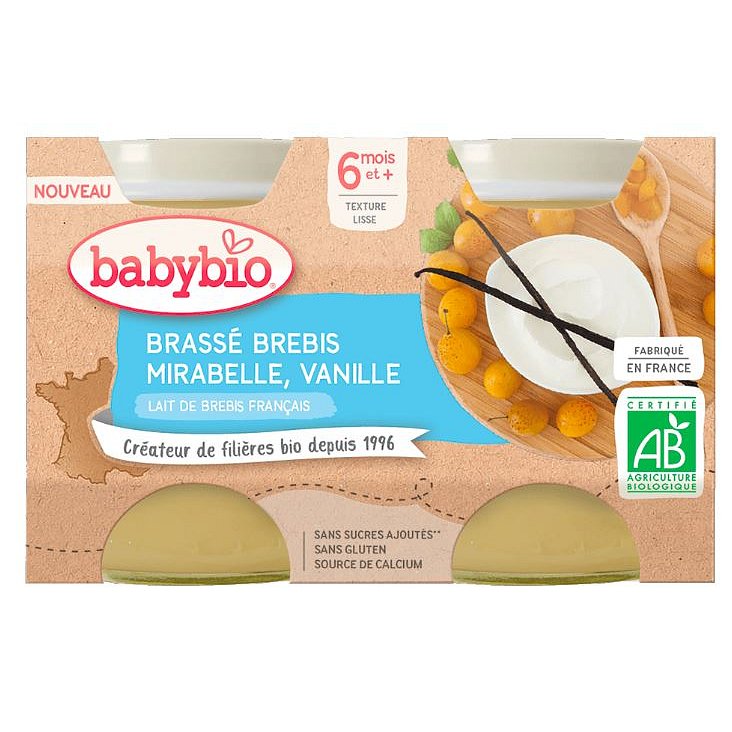 Babybio Brassé z ovčího mléka mirabelky vanilka 2x130g