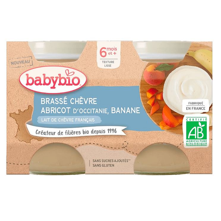 Babybio Brassé z kozího mléka meruňka banán 2x130g