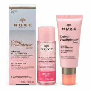 Nuxe Creme Prodigieuse Boost sada pro péči o pleť Multi Correction Gel Cream + Very Rose 3-in-1 Soothing Micellar Water 40 ml + 40 ml