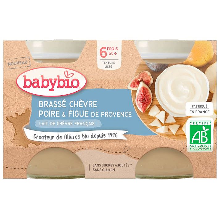 Babybio Brassé z kozího mléka hruška fík 2x130g