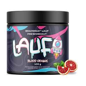 BrainMax LAUF® Preworkout, s kofeinem, 400 g Příchuť: Červený pomeranč