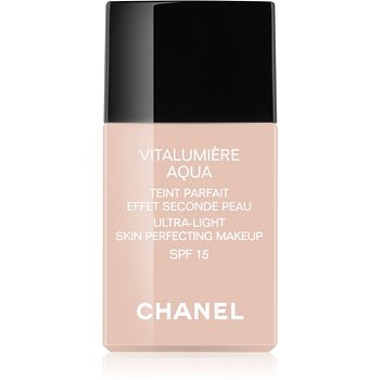 Chanel Vitalumière Aqua ultra lehký make-up pro zářivý vzhled pleti odstín 10 Beige SPF 15  30 ml