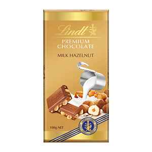 Lindt Mléčná čokoláda s celými praženými lískovými ořechy