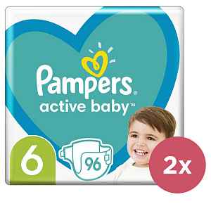 2x PAMPERS Active Baby 6 (13-18kg) 96ks MEGA PACK – jednorázové pleny