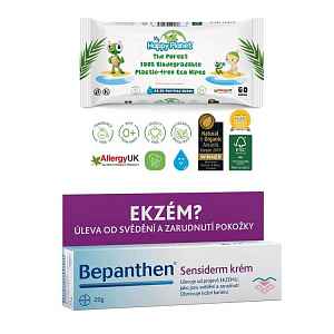 BEPANTHEN Sansiderm proti ekzému 20 g + vlhčené ubrousky Happy Planet 100% BIO, 60 ks