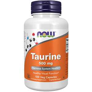 NOW Taurine (Taurin) 500 mg, 100 rostlinných kapslí