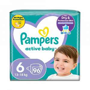PAMPERS Active Baby 6 (13-18kg) 96ks MEGA PACK – jednorázové pleny