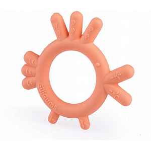 GiliGums Dětské silikonové kousátko Chicken Teether, 3m+, meruňková, 1 ks