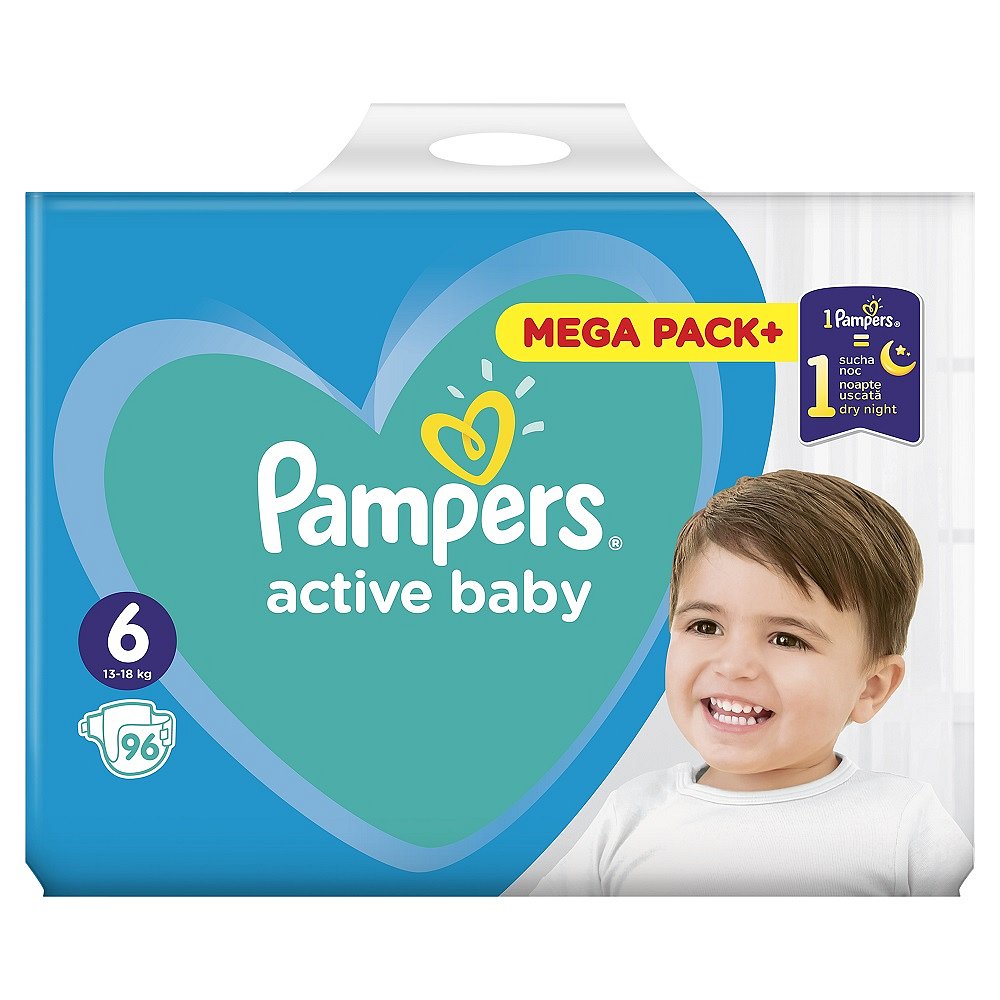 PAMPERS Active Baby 6 (13-18kg) 96ks MEGA PACK – jednorázové pleny