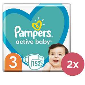 2x PAMPERS Active Baby 3 (6-10kg) 152ks MEGA PACK – jednorázové pleny