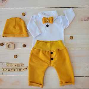 Z&Z Bavlněná soupravička body, tepláčky, čepička a motýlek 4D vel.  62