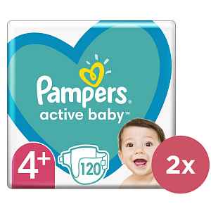 2x PAMPERS Active Baby 4+ (10-15kg) 120ks MEGA PACK – jednorázové pleny
