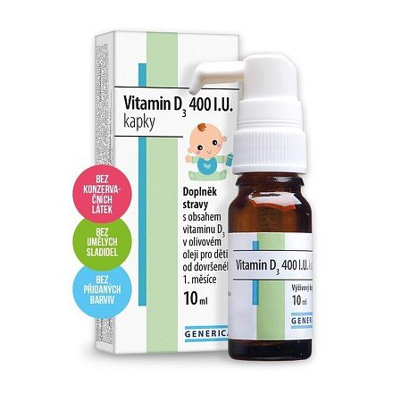 Vitamin D3 400 I.U. kapky 10 ml Generica