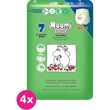MUUMI Walkers Extra Large 136 ks (16-26 kg) MĚSÍČNÍ BALENÍ – jednorázové pleny