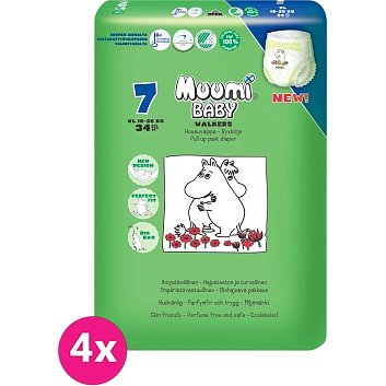 MUUMI Walkers Extra Large 136 ks (16-26 kg) MĚSÍČNÍ BALENÍ – jednorázové pleny