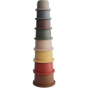 Mushie Stacking Cups Toy hračka 3 v 1 Retro 8 ks
