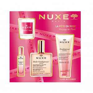 Nuxe Happy in Pink dárková sada s vonnou svíčkou 4 ks