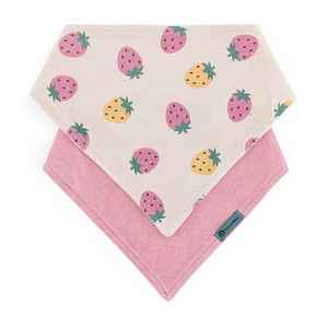 PETITE&MARS Bryndák bandana Luke 2 ks Beige Strawberies&Dusty Rose 3m+