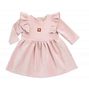 Baby Nellys Dětské teplákové šaty, tunika Vintage Love - starorůžové. vel. 68