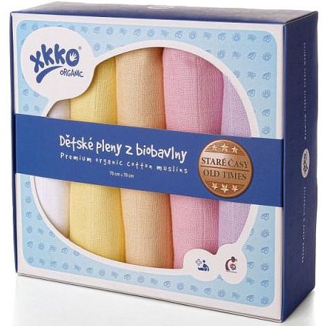 KIKKO Dětské pleny z biobavlny Staré časy 70x70 (5 ks) – pastels pro holky