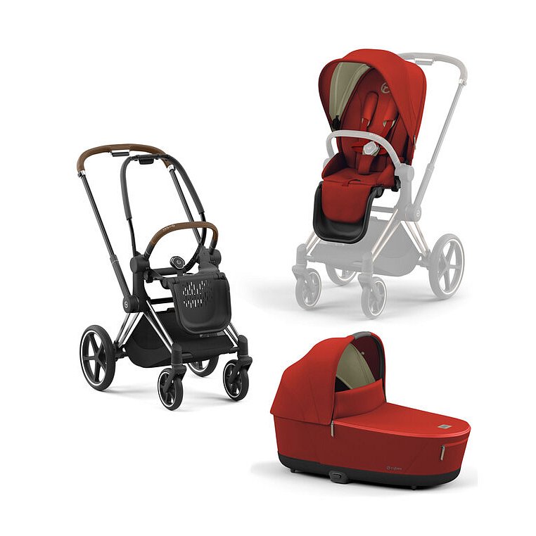 CYBEX Kočárek Priam 4.0 Chrome Brown, seat pack, lux carry cot Autumn Gold