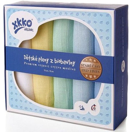 KIKKO Dětské pleny z biobavlny Staré časy 70x70 (5 ks) – pastels pro kluky