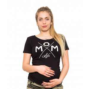 Be MaaMaa Těhotenské triko Mom Life - černá, vel. XL