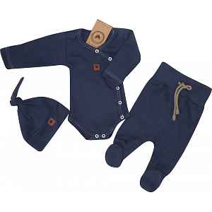 Z&Z 3-dílná soupravička body, polodupačky s provázkem a čepička - granátová