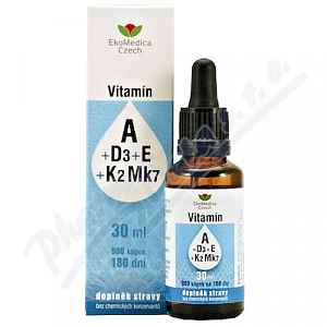 Vitamín A+D3+E+K2 Mk7 30ml EKOMEDICA