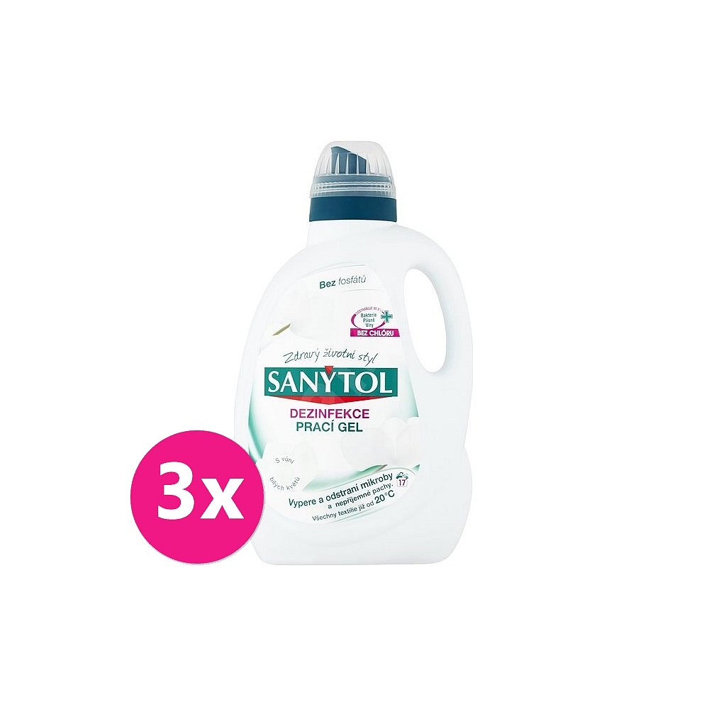 3x SANYTOL Dezinfekční prací gel 1650 ml