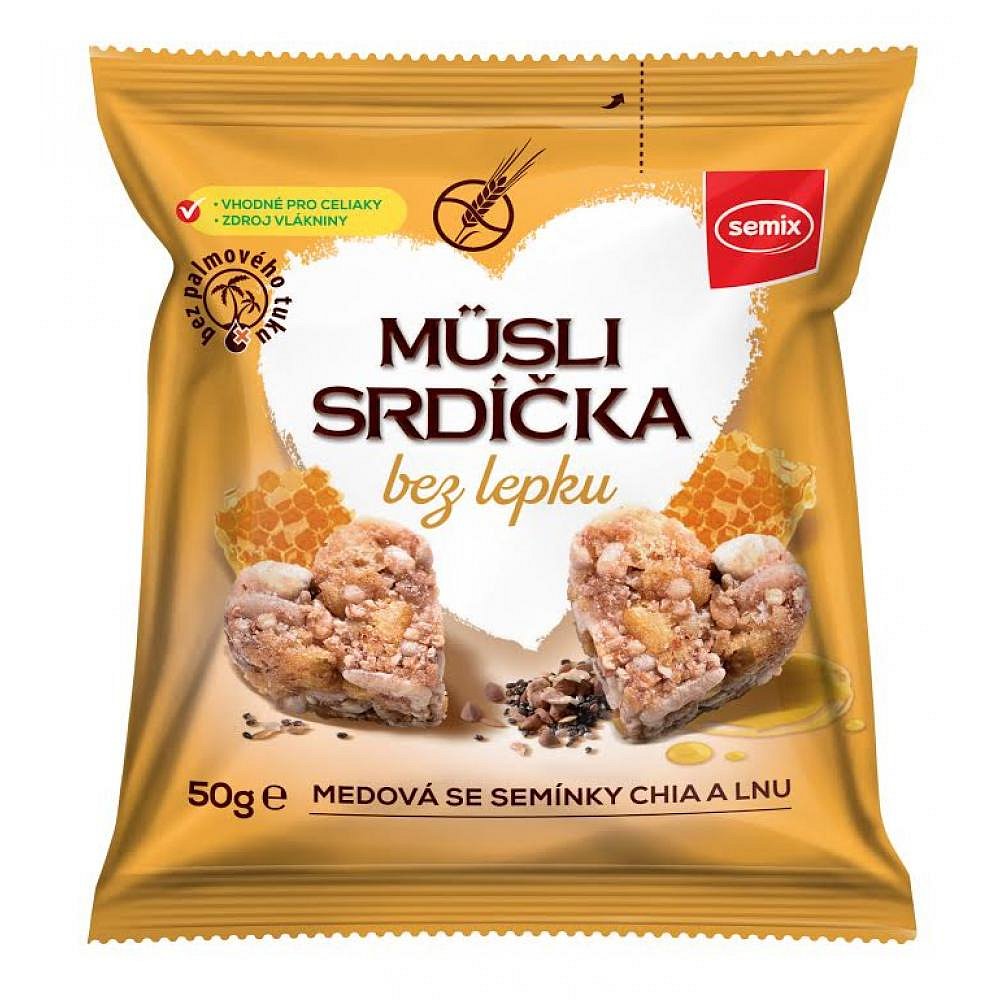 SEMIX Müsli srdíčka bez lepku medová se semínky 50 g