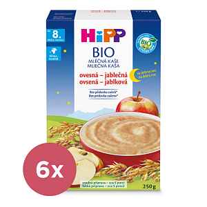 4x HiPP BIO Kaše mléčná na dobrou noc ovesná-jablečná od 8.měsíce, 250g