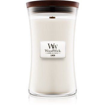 Woodwick Linen vonná svíčka 609,5 g s dřevěným knotem